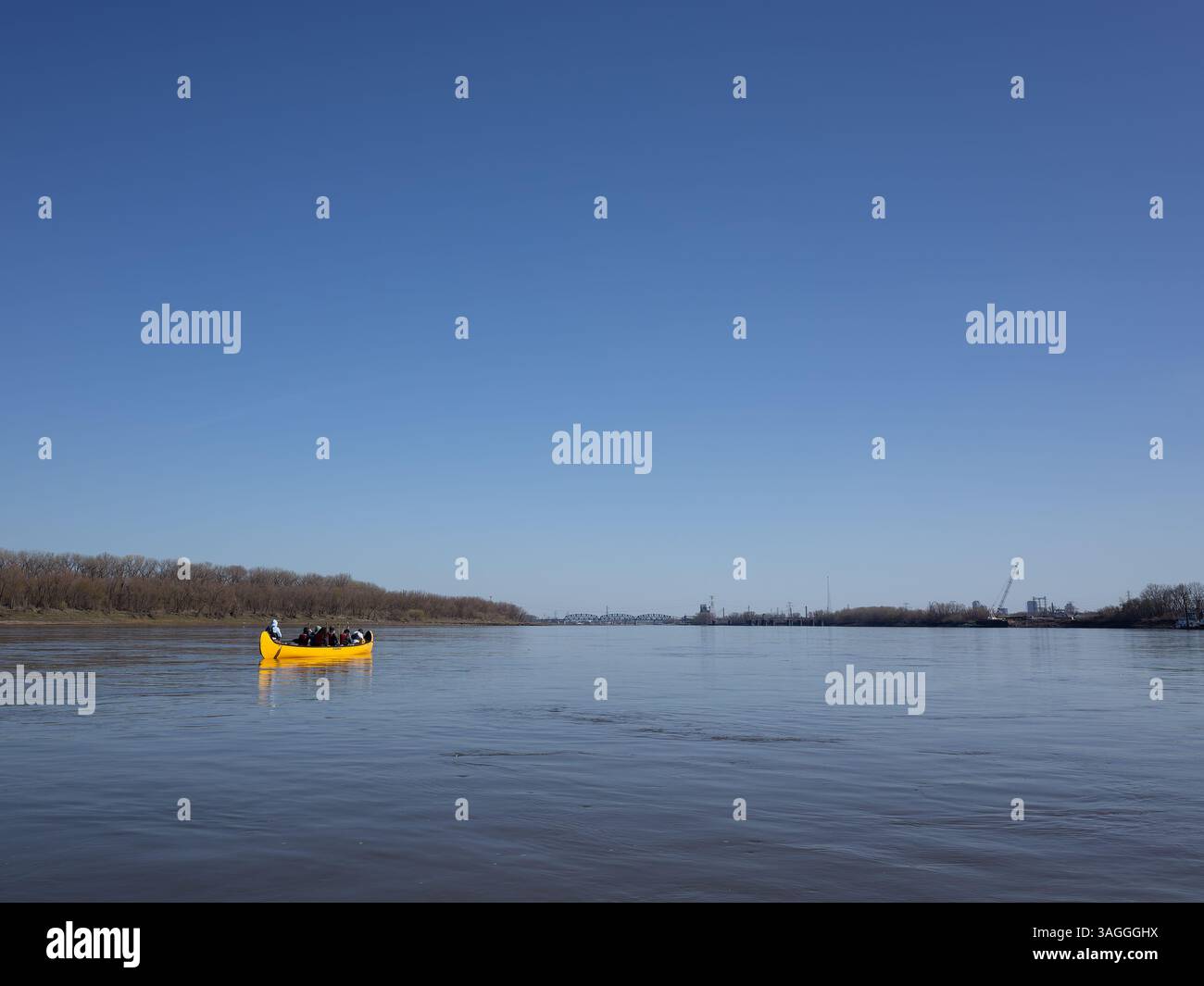Gita in canoa sul fiume Mississippi, località: St. Louis, Missouri Foto Stock