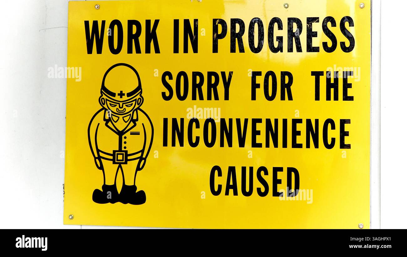 Attenzione cantiere! Foto Stock