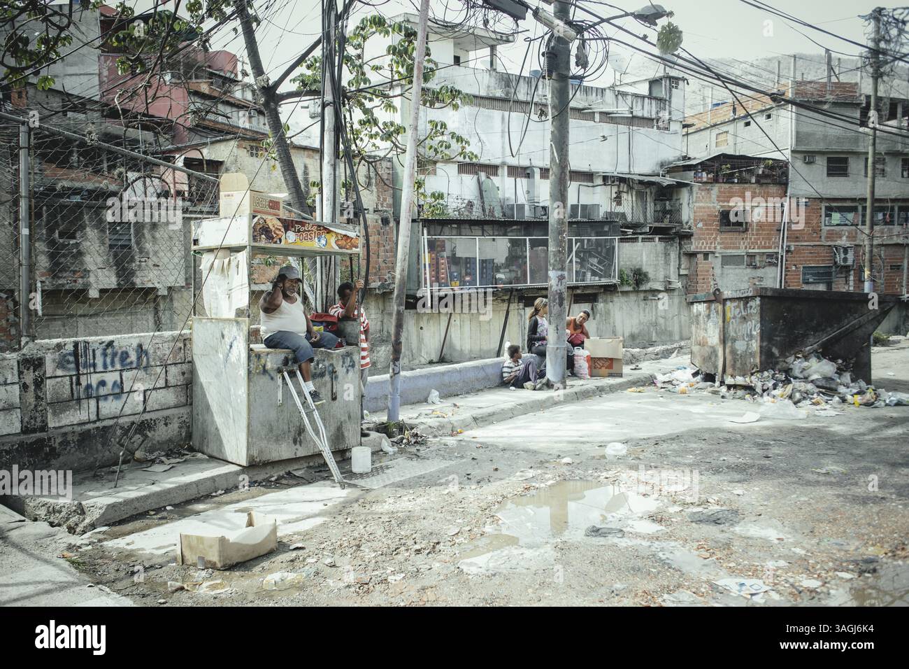Punto di rifornimento istituito dalle alleanze dell'opposizione, Macarao, Caracas, Venezuela, Sud America Foto Stock