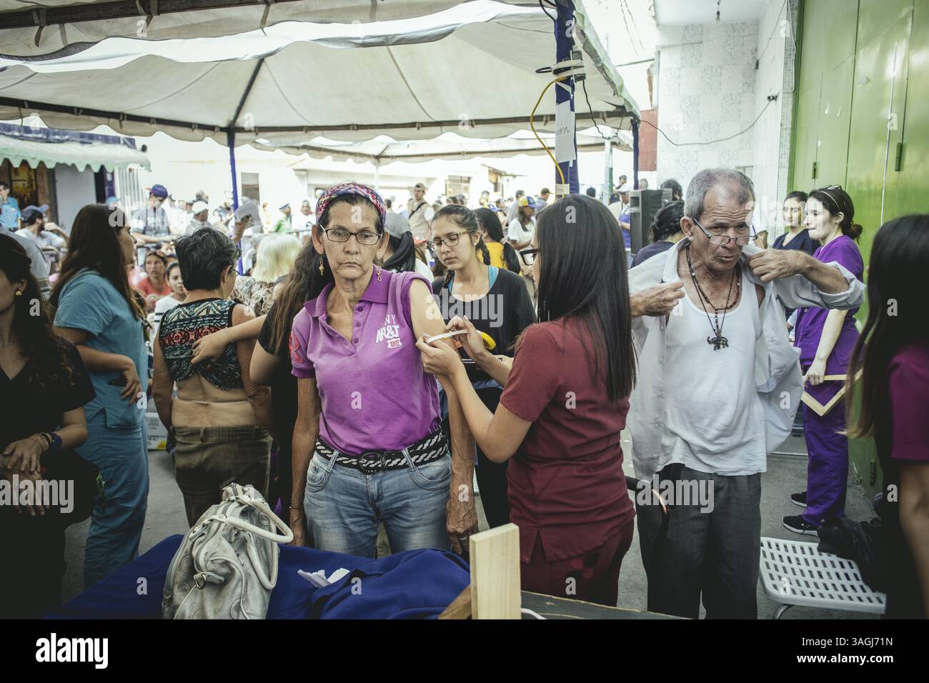 Punto di assistenza medica istituito dalle alleanze dell'opposizione, Macarao, Caracas, Venezuela, Sud America Foto Stock