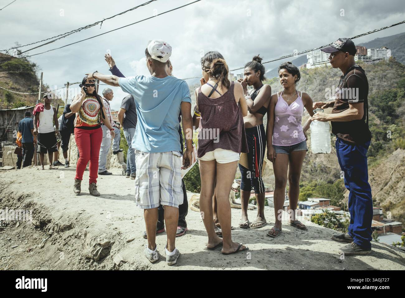 Vittime dopo un grave incendio nella baraccopoli di Petare, Caracas, Venezuela, Sud America Foto Stock