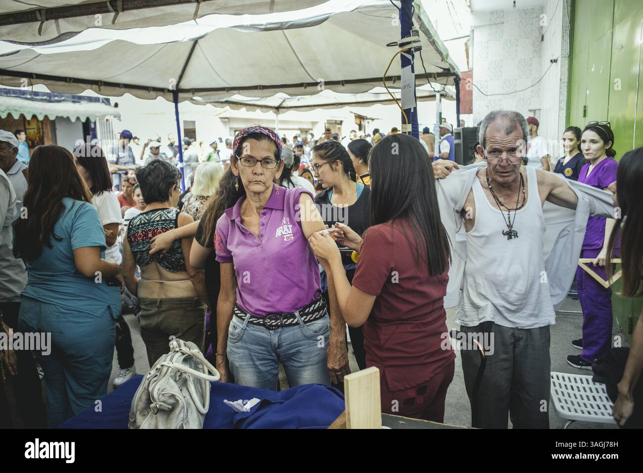 Punto di assistenza medica istituito dalle alleanze dell'opposizione, Macarao, Caracas, Venezuela, Sud America Foto Stock