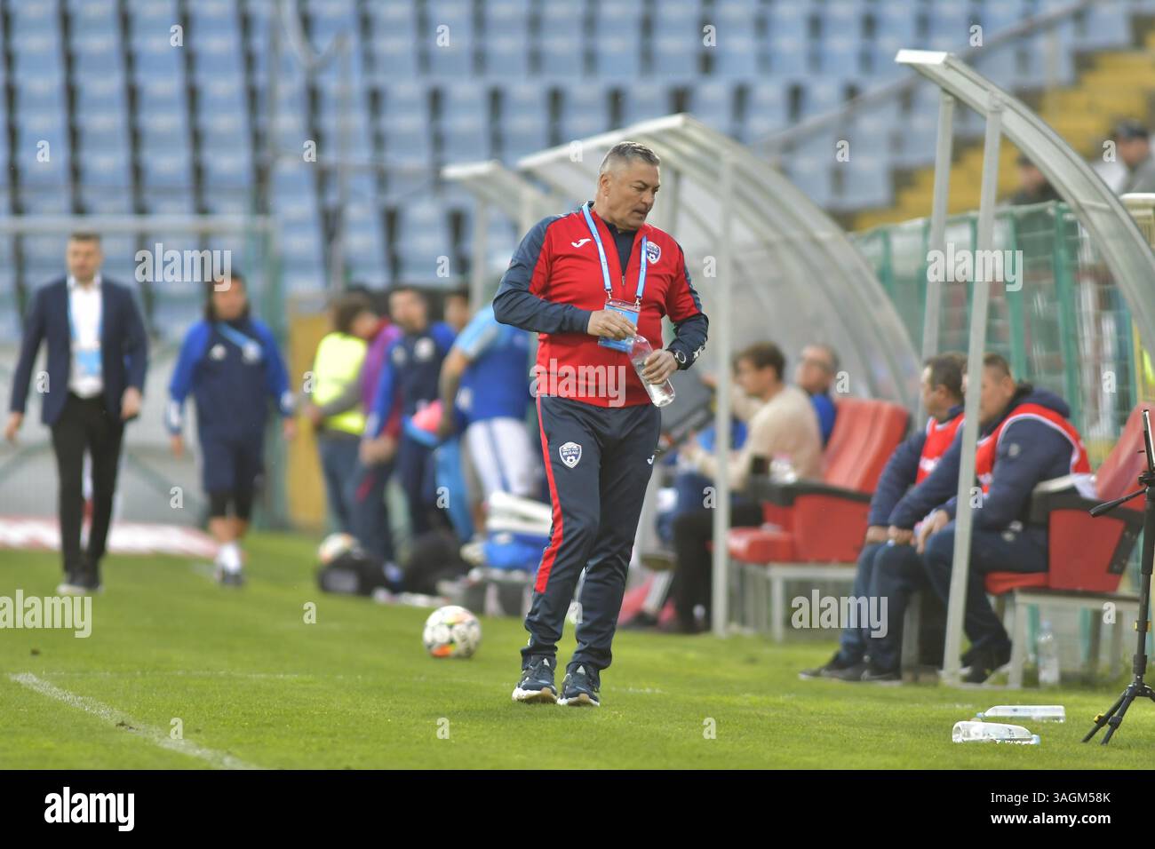 Ilie Stan - allenatore di Gloria Buzau , Superliga rumena Foto Stock