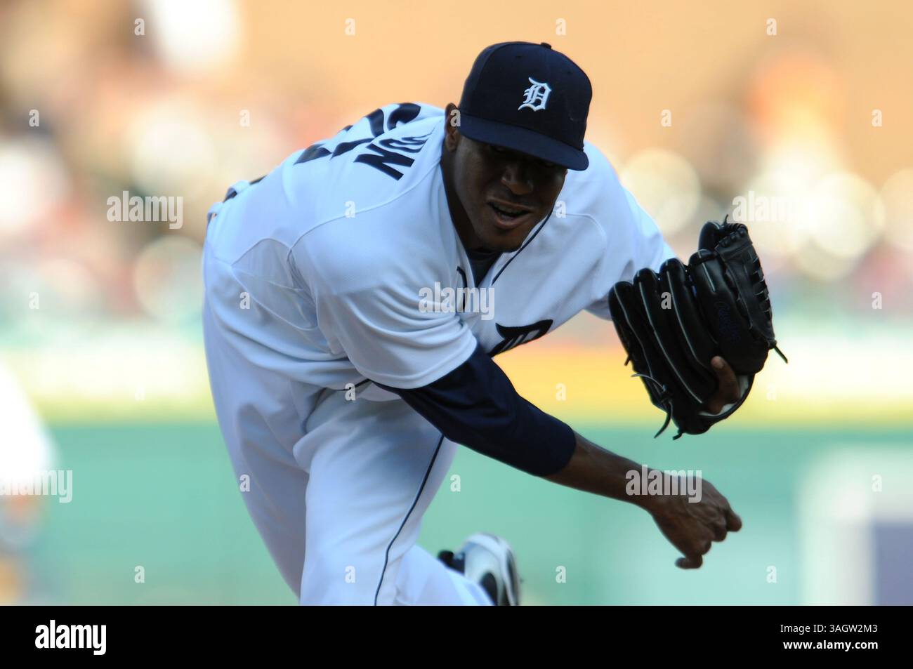 23 giugno 2009: Il lanciatore titolare dei Detroit Tigers Edwin Jackson n. 36 lancia un campo contro i Chicago Cubs a Comerica Park, Detroit, Michigan. Detroit Won, 5-4. (Immagine di credito: © Scott Schupbach/Cal Sport Media/ZUMA Press) Foto Stock
