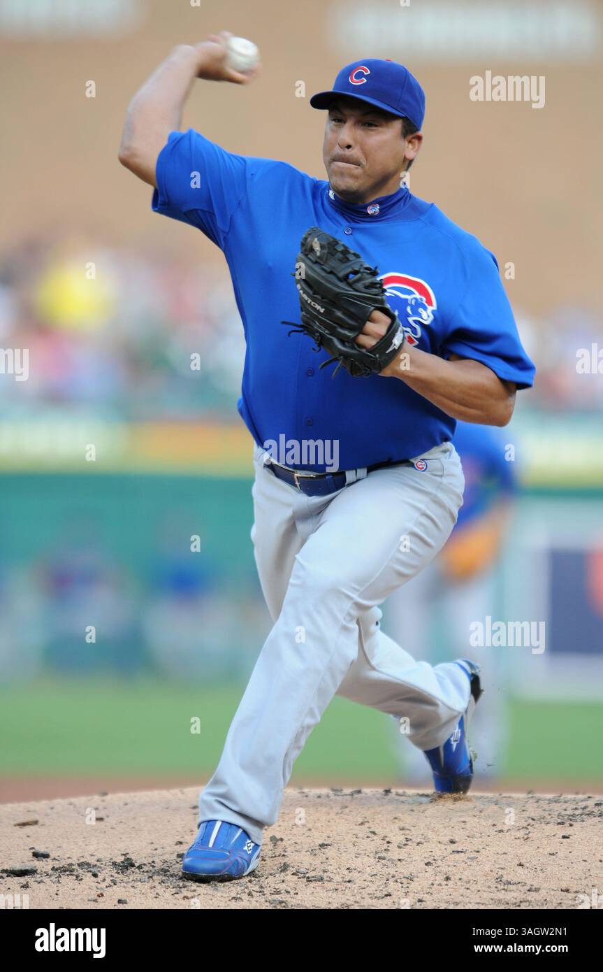 23 giugno 2009: Il lanciatore titolare dei Chicago Cubs Carlos Zambrano n. 38 lancia un campo contro i Detroit Tigers a Comerica Park, Detroit, Michigan. Detroit Won, 5-4. (Immagine di credito: © Scott Schupbach/Cal Sport Media/ZUMA Press) Foto Stock