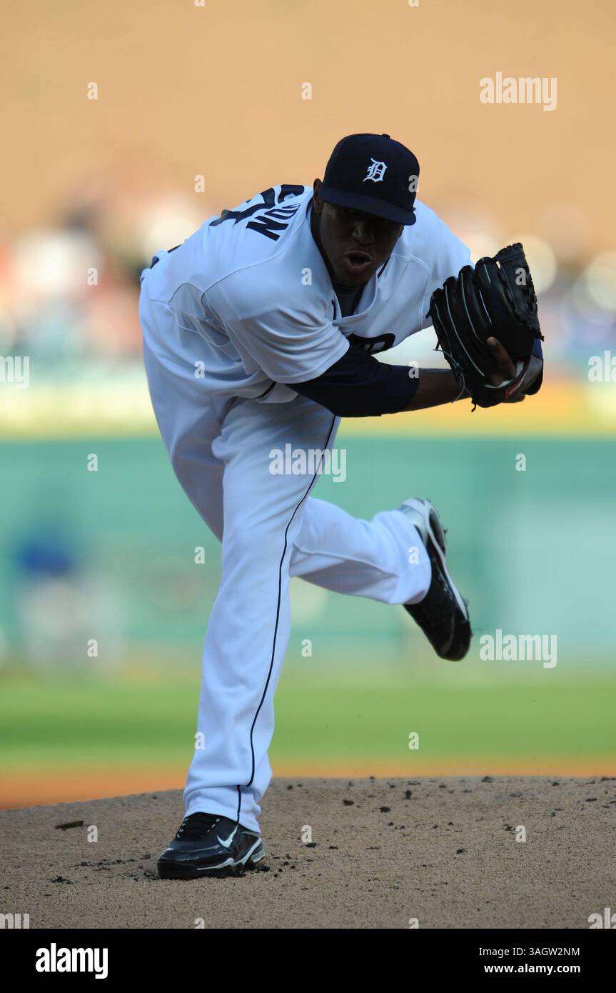 23 giugno 2009: Il lanciatore titolare dei Detroit Tigers Edwin Jackson n. 36 lancia un campo contro i Chicago Cubs a Comerica Park, Detroit, Michigan. Detroit Won, 5-4. (Immagine di credito: © Scott Schupbach/Cal Sport Media/ZUMA Press) Foto Stock