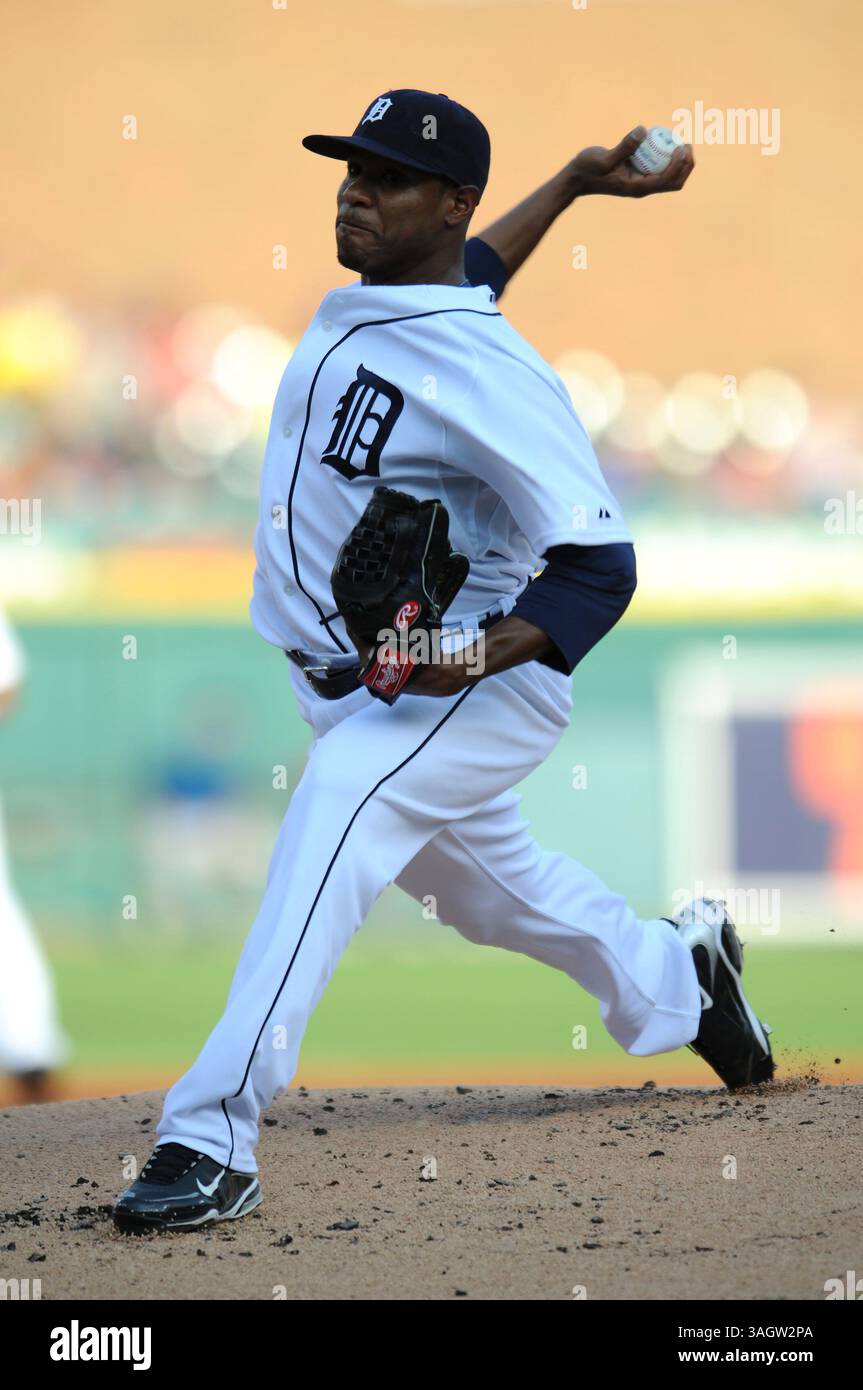 23 giugno 2009: Il lanciatore titolare dei Detroit Tigers Edwin Jackson n. 36 lancia un campo contro i Chicago Cubs a Comerica Park, Detroit, Michigan. Detroit Won, 5-4. (Immagine di credito: © Scott Schupbach/Cal Sport Media/ZUMA Press) Foto Stock