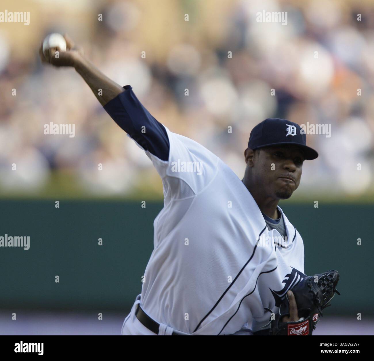 Il lanciatore titolare dei Detroit Tigers Edwin Jackson nel primo inning contro i Chicago Cubs a Detroit, Michigan, il 23 giugno 2009. JULIAN H. GONZALEZ/Detroit Free Press (immagine di credito: © Detroit Free Press/ZUMA Press) Foto Stock
