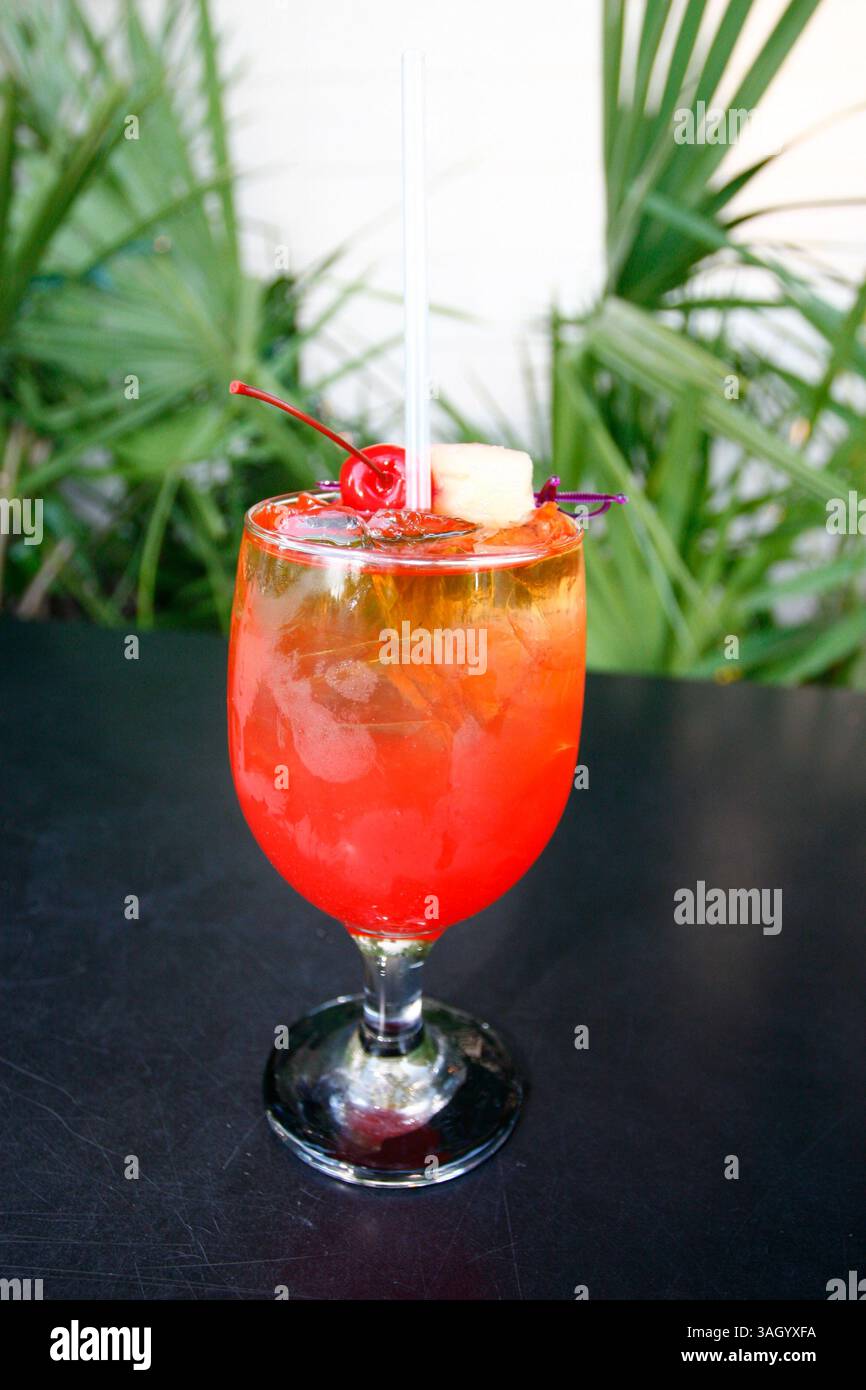 28 giugno 2009 - Sarasota, FL, USA - TP 315893 SANT maitai .Luis Santana | Times.(12/29/2009, Sarasota, FL) ..mai Tai drink...il Bahi Hut, istituto di lunga data del Sarasota Drinking Establishment è stato nella stessa posizione per oltre 50 anni. Il loro famoso mai Tai, che è la loro attrazione principale, è così forte che c'è un massimo di due bevande. La bevanda a base di rum chiaro, rum scuro, rum a prova di 151 e un mix di succo di frutta e liquori renderà il viaggio da Tampa indimenticabile. .. [Luis Santana | Times] (immagine di credito: © St. Petersburg Times/ZUMApress.com) Foto Stock