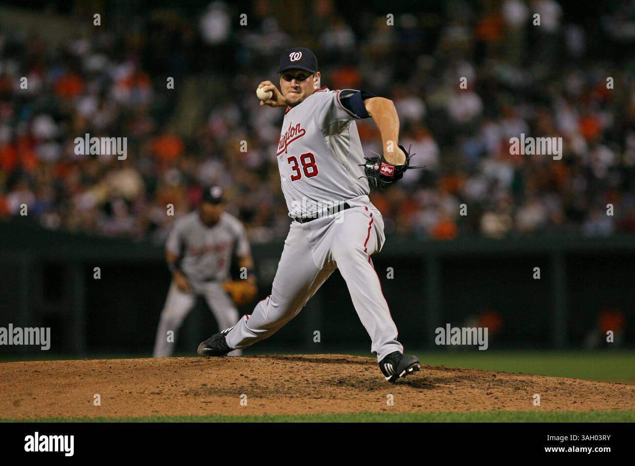 26 giugno 2009: Joel Hanrahan n. 38 per i Washington Nationals in azione durante la vittoria dei Baltimore Orioles 11-1 contro i Washington Nationals in trasferta all'Oriole Park a Camden Yards a Baltimora, Maryland. (Immagine di credito: © Mitch Stringer/Cal Sport Media/ZUMA Press) Foto Stock