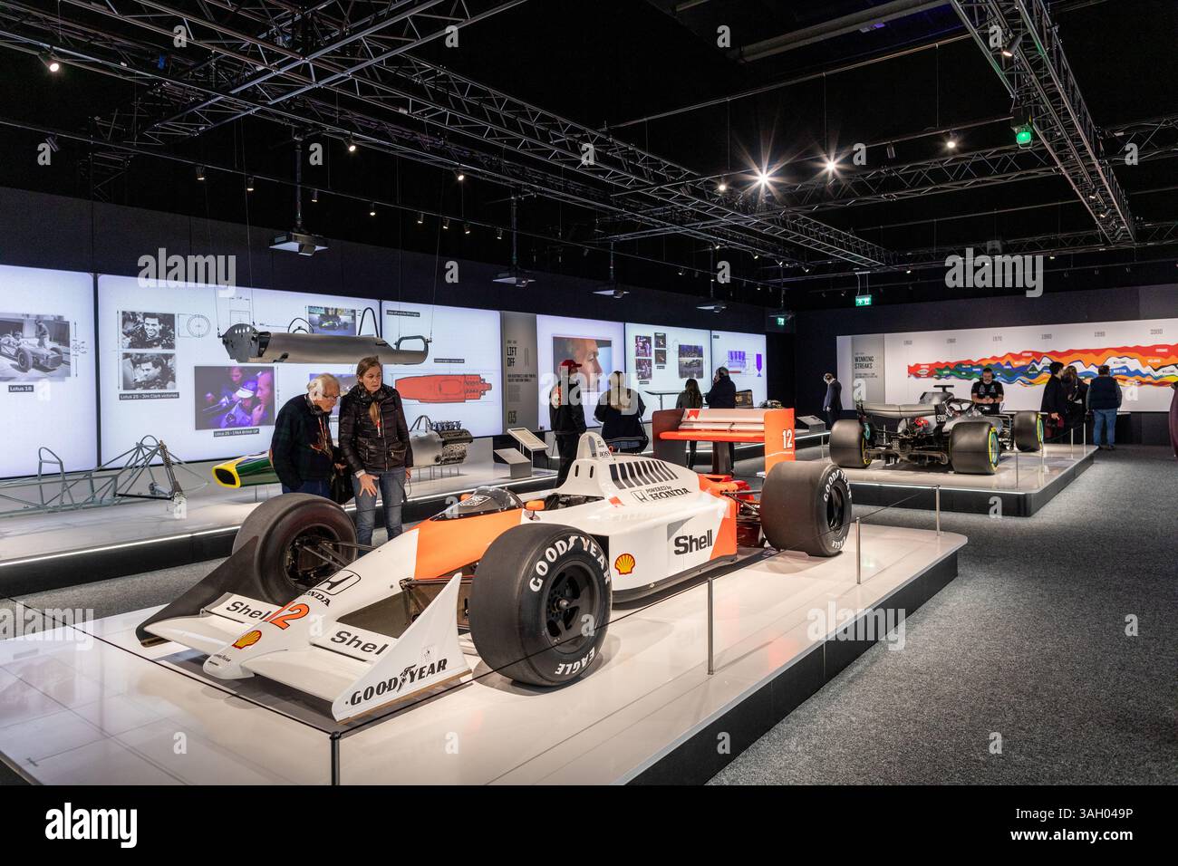 La McLaren MP4 di Ayrton Senna ha vinto la Formula 1 Exhibition l'Excel London UK Foto Stock