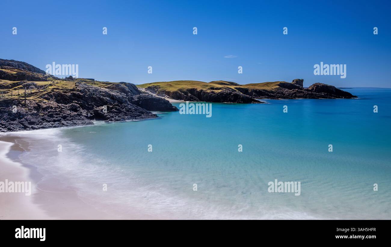 Clachtoll Beach nelle Highlands nord-occidentali della Scozia Foto Stock