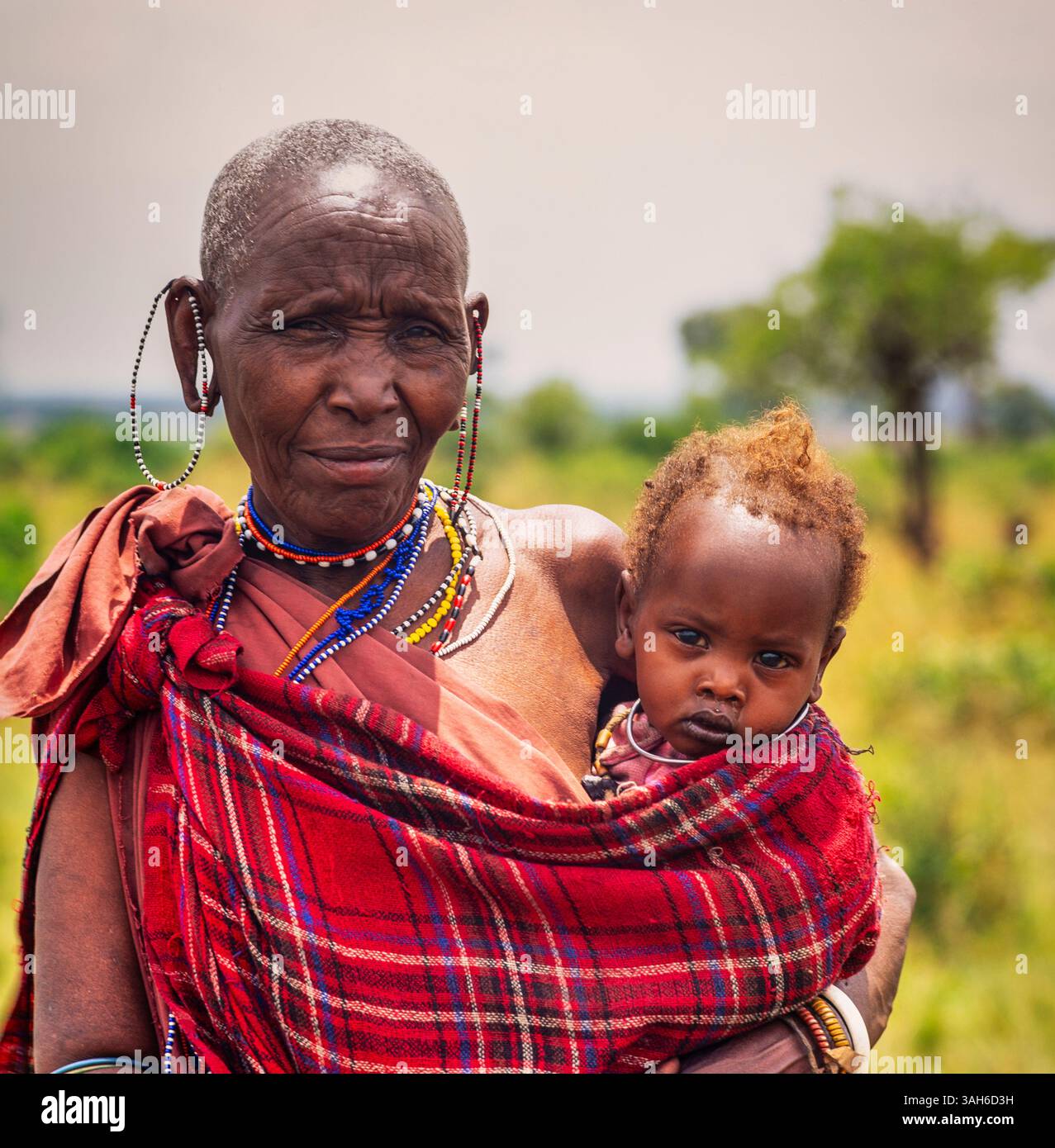 Masai Donna con bambino Foto Stock