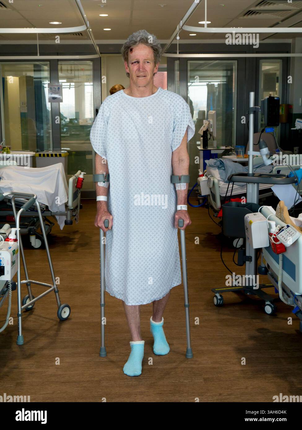 Trauma paziente ferito, letto di incidente in bicicletta Foto Stock