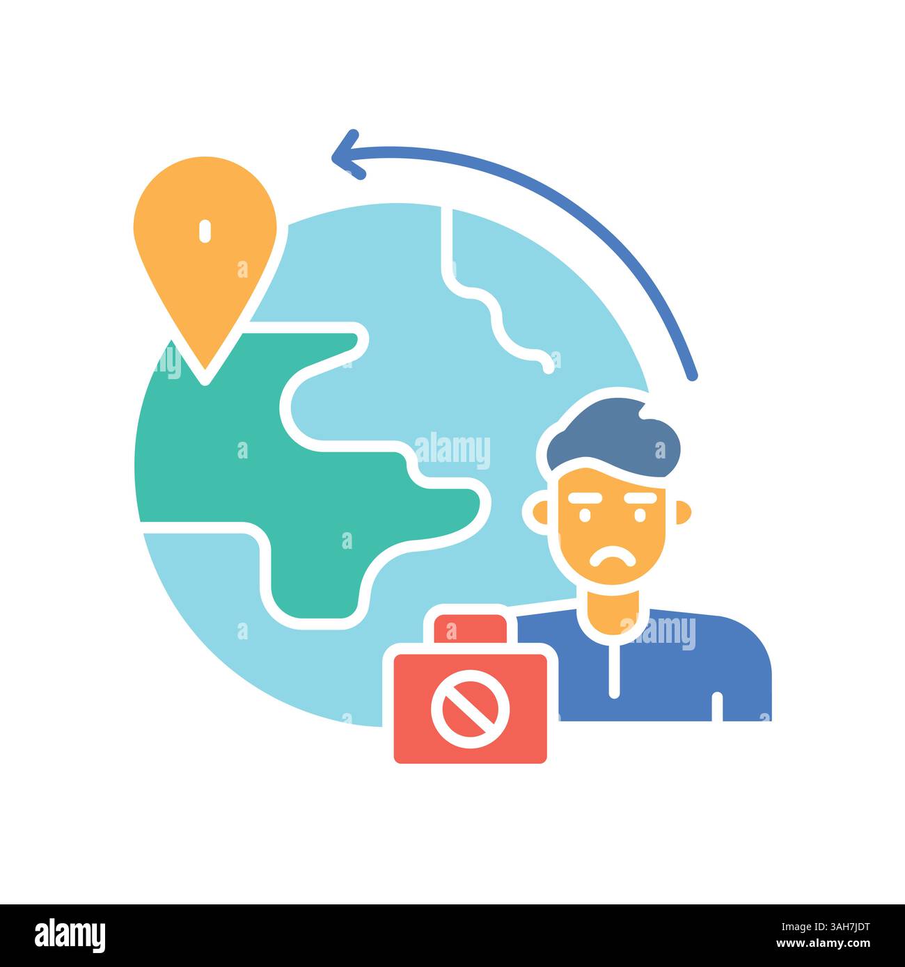 Icona piatta a colori per la migrazione illegale per progetti digitali e di stampa. Icone di pulizia minime per applicazioni e siti Web. Icone semplici e moderne per UI UX e brandi Illustrazione Vettoriale