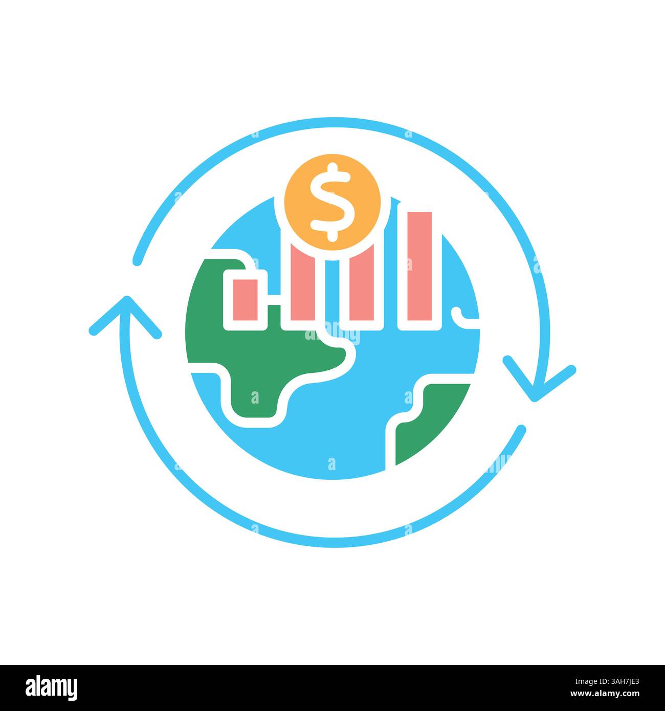icona piatta a colori dei cicli economici per progetti digitali e di stampa. Icone di pulizia minime per applicazioni e siti Web. Icone semplici e moderne per UI UX e branding Illustrazione Vettoriale