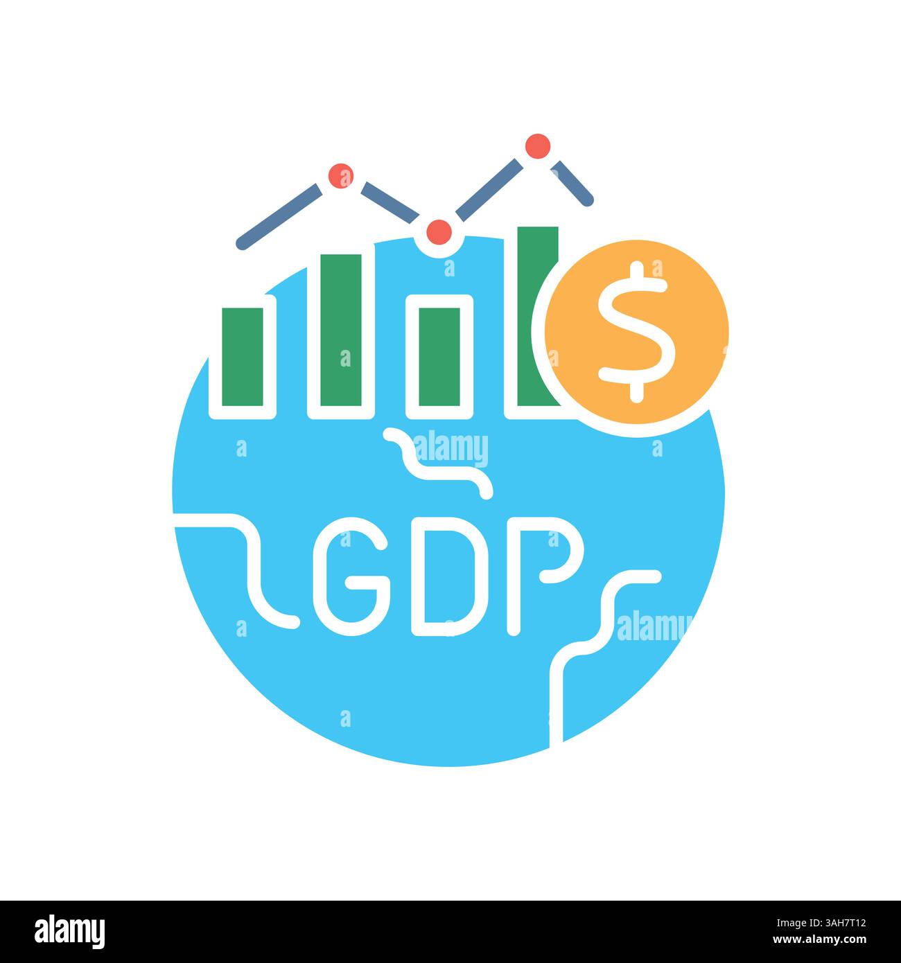 Icona piatta a colori GDP nominale per progetti digitali e di stampa. Icone di pulizia minime per applicazioni e siti Web. Icone semplici e moderne per UI UX e branding Illustrazione Vettoriale