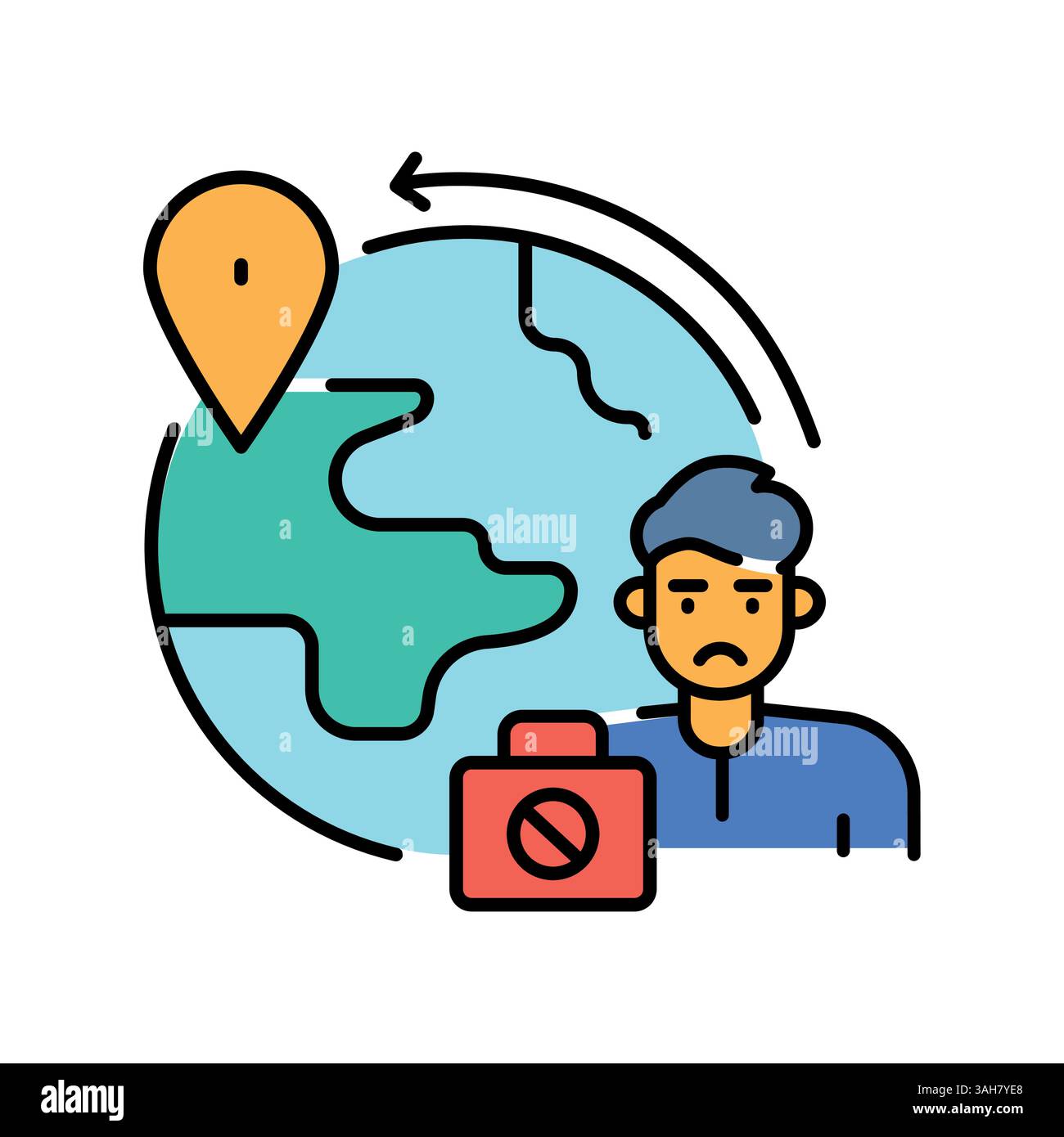 Icona piatta a colori per la migrazione illegale per progetti digitali e di stampa. Icone di pulizia minime per applicazioni e siti Web. Icone semplici e moderne per UI UX e brandi Illustrazione Vettoriale