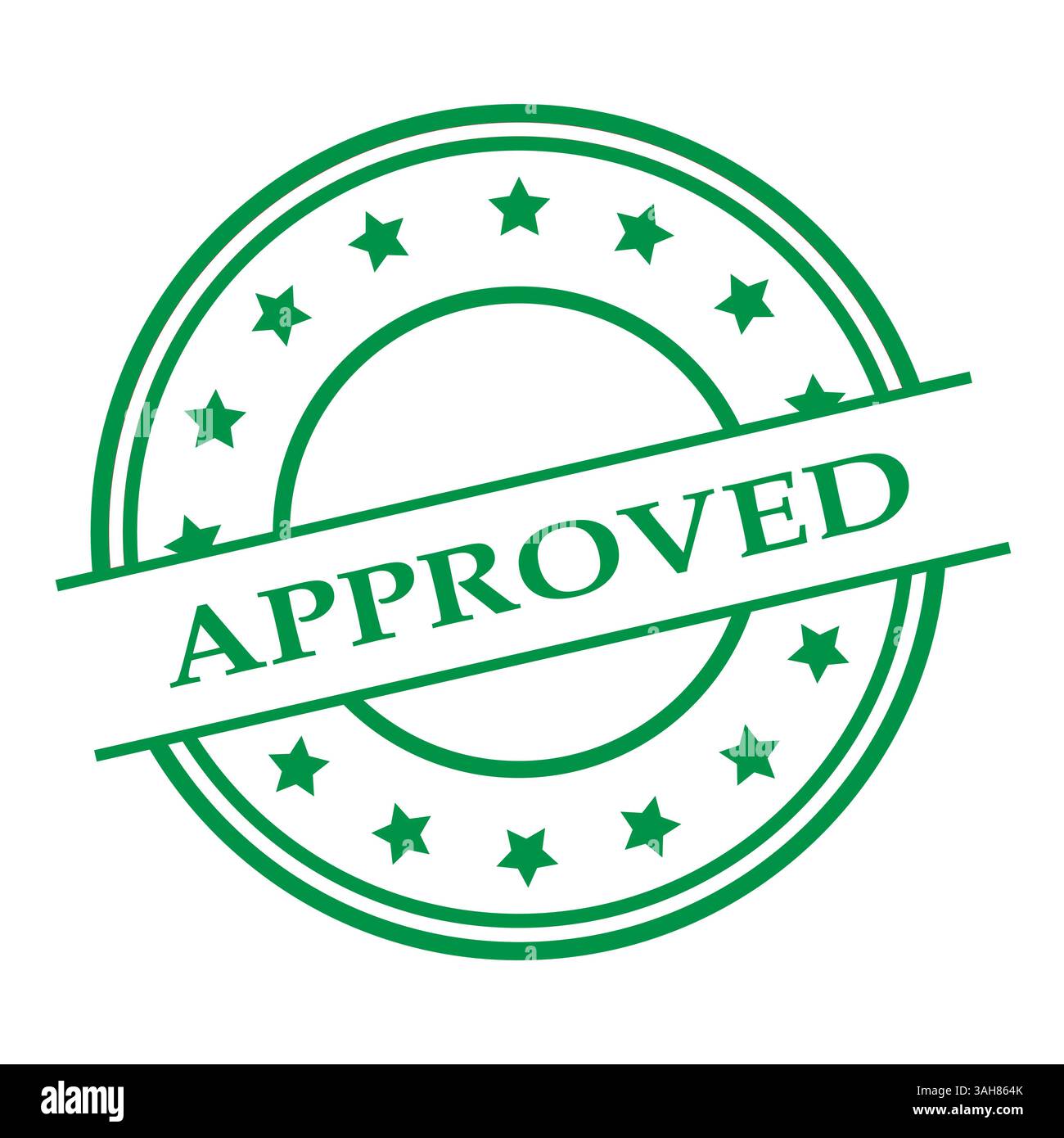 Logo con sigillo approvato verde - timbro vettoriale con stelle e bordi frastagliati Illustrazione Vettoriale
