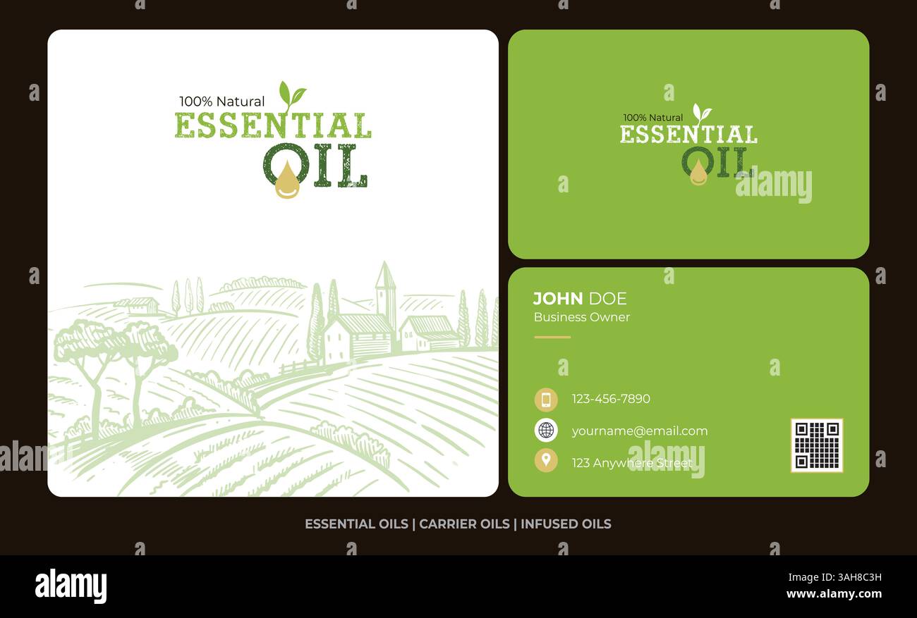 Logo Essential Oil Design etichetta di branding Premium Natural Wellness Oil e file vettoriale per l'imballaggio Illustrazione Vettoriale