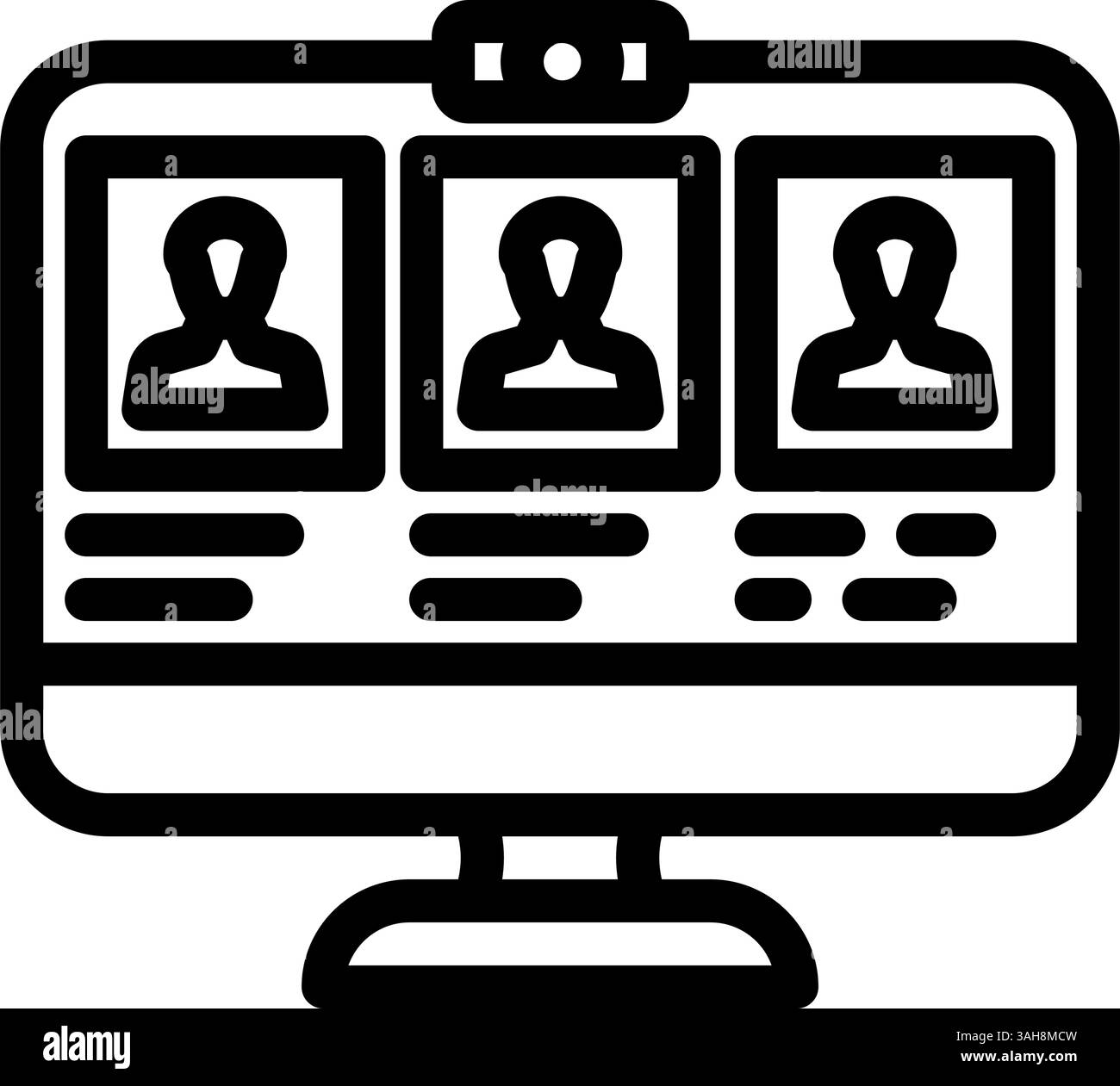 illustrazione vettoriale dell'icona di linea della piattaforma di apprendimento online in classe virtuale Illustrazione Vettoriale