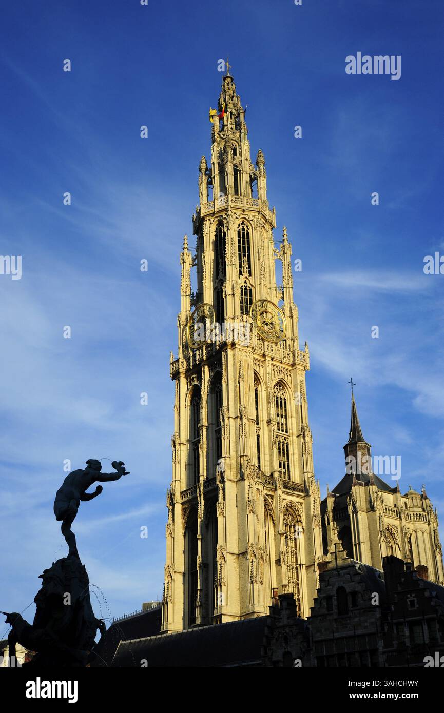Cattedrale, chiesa gotica nel centro della città, Anversa, Anvers, Fiandre, Belgio, Benelux, Europa Foto Stock