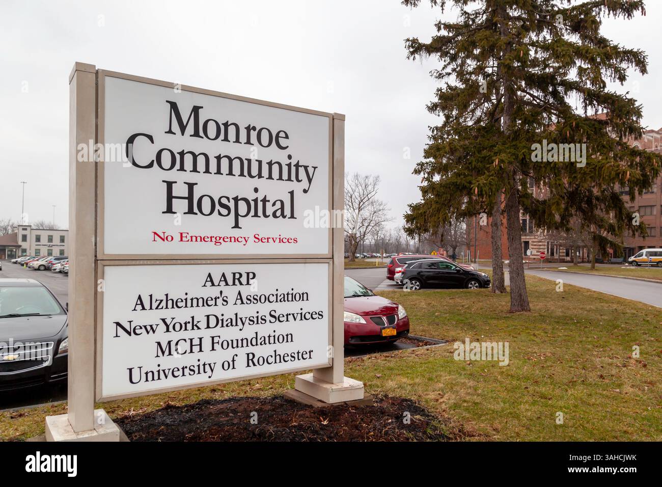 Rochester, NY, Stati Uniti d'America - 3 marzo 2020: Monroe Community General Hospital di Rochester, New York Foto Stock