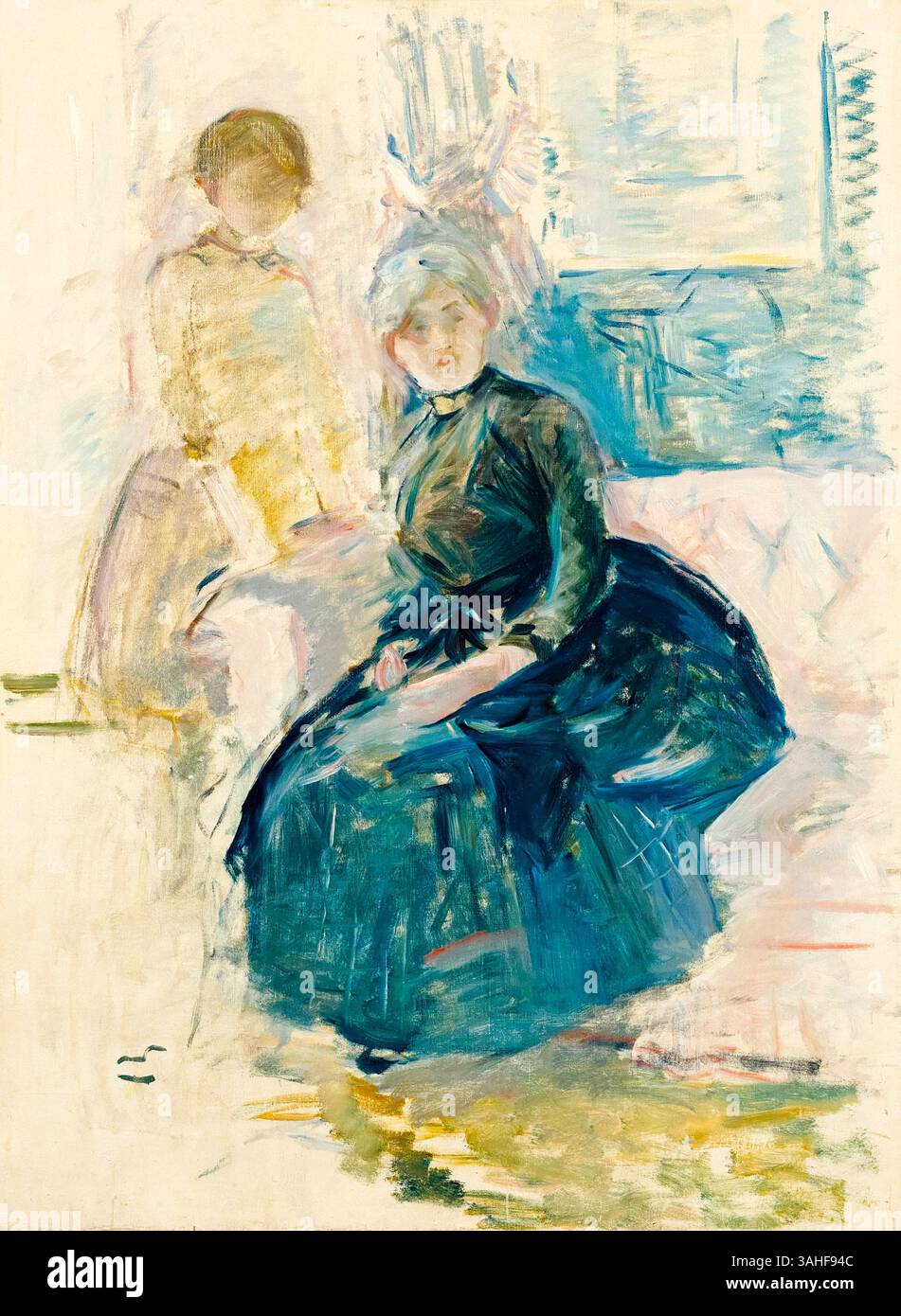 Berthe Morisot (1841-1895), Autoritratto con la figlia davanti a una finestra, dipinto ad olio su tela, 1887 Foto Stock