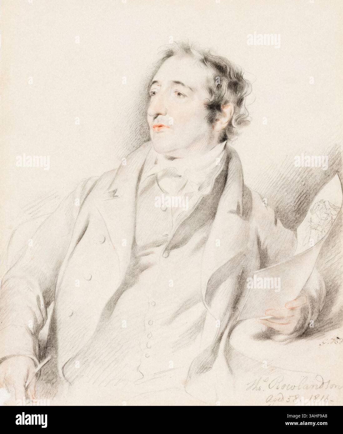 Thomas Rowlandson (1757-1827), artista e caricaturista inglese dell'era georgiana, ritratto a matita e gesso di George Henry Harlow, 1814 Foto Stock