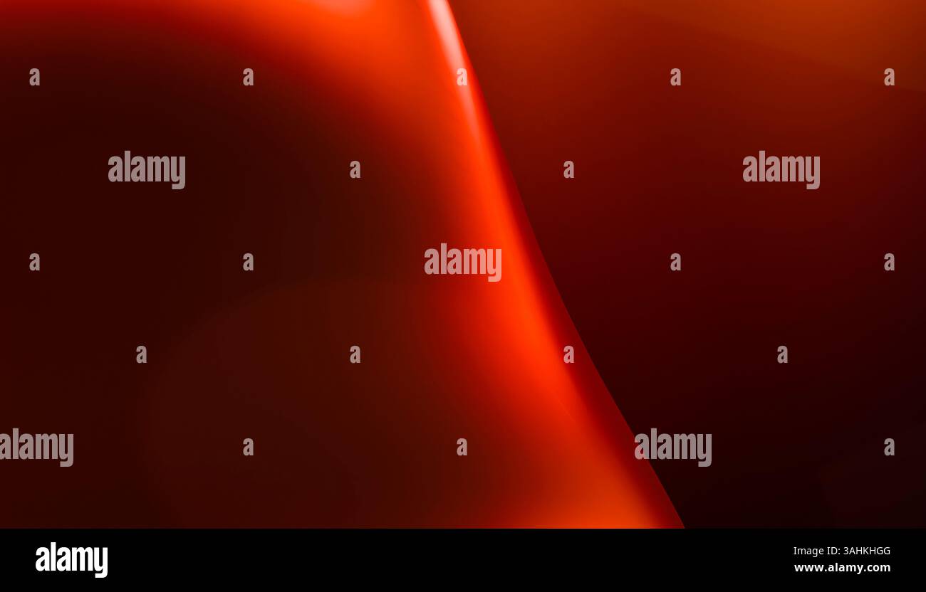 Sfumatura rossa e arancione astratta con curve fluide e riflessi di luce. Illustrazione del frullatore 3D. Foto Stock