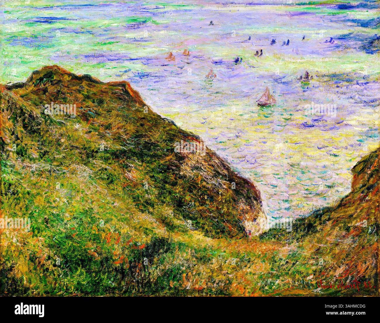 Vista sul mare (1882) di Claude Monet: Iconico paesaggio costiero impressionista, belle arti francesi, pubblico dominio, Stampa ad alta risoluzione Foto Stock