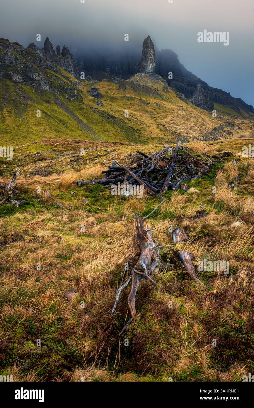 Il vecchio uomo di Storr, Isola di Skye, Scotland, Regno Unito Foto Stock