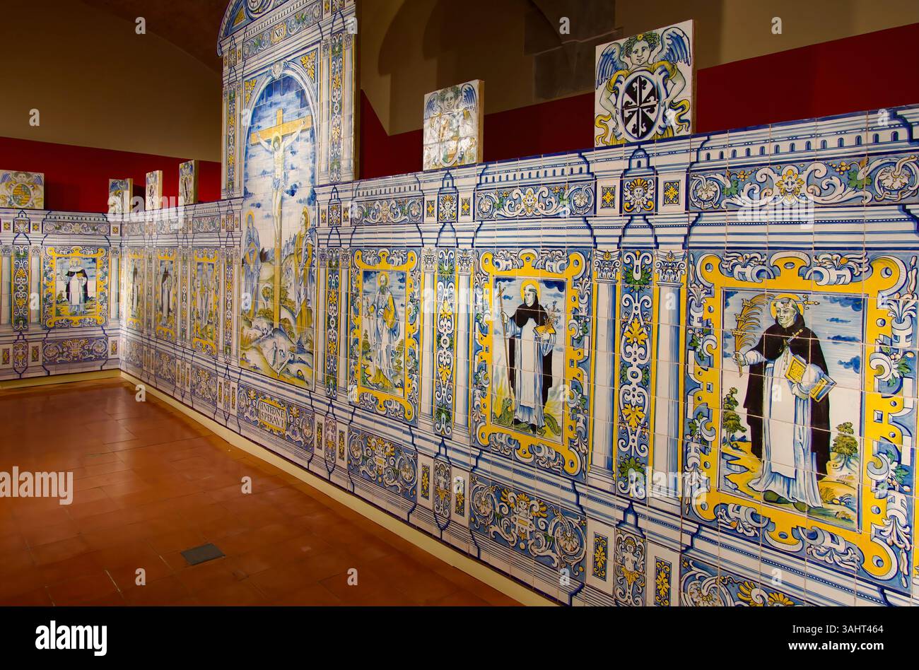 1570 piastrelle di ceramica Retablo Dominico attribuite a Juan Fernández dal Convento de San Vicente Ferrer Plasencia Cathedral Museum Plasencia Spagna Foto Stock