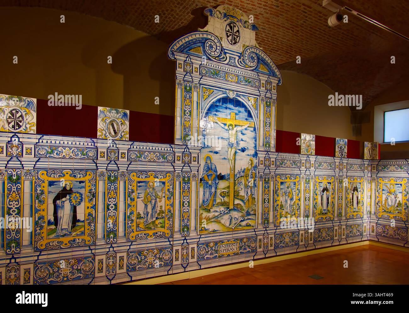 1570 piastrelle di ceramica Retablo Dominico attribuite a Juan Fernández dal Convento de San Vicente Ferrer Plasencia Cathedral Museum Plasencia Spagna Foto Stock
