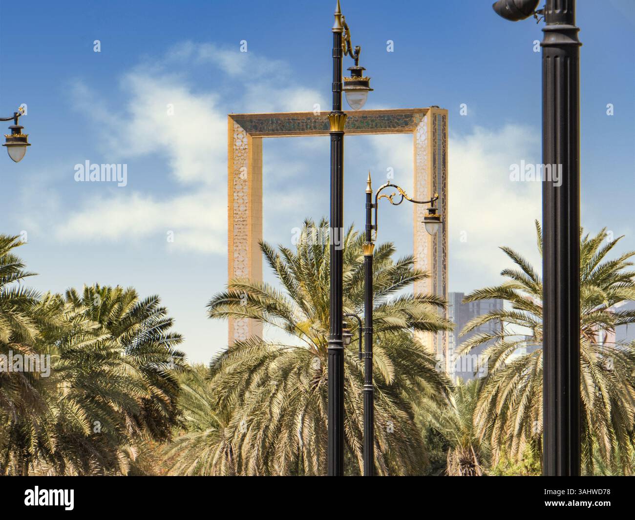Dubai, Emirati Arabi Uniti. Dubai Frame - famosa attrazione della città di Dubai, Emirati Arabi Uniti. Foto Stock