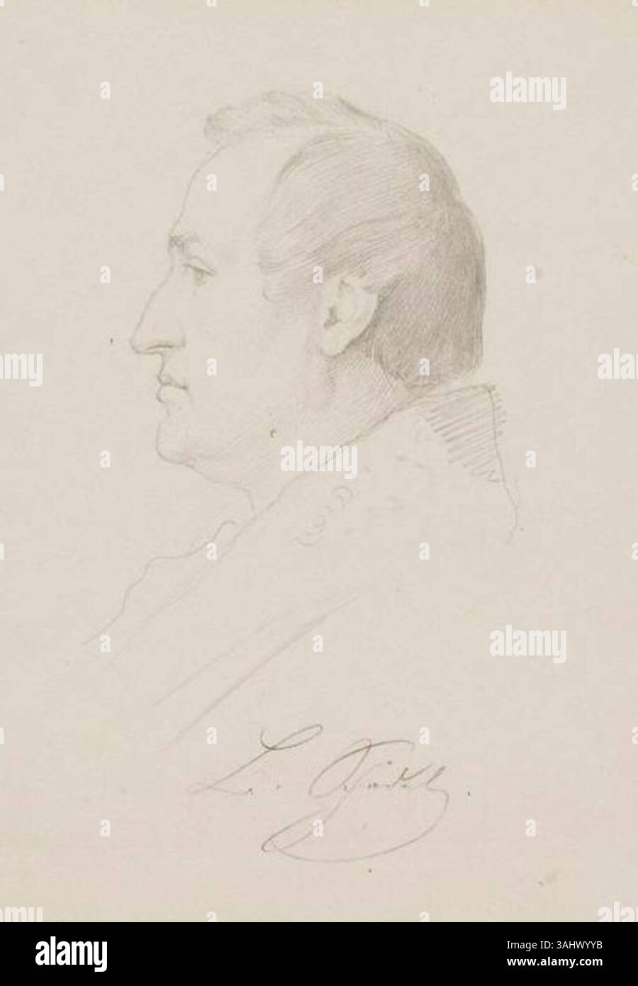 Il disegno di Moritz von Schwind del 1848 del compositore Bernhard Schädel cattura l'essenza del compositore tedesco del XIX secolo. Fa parte della collezione Kupferstich-Kabinett Dresden. Foto Stock