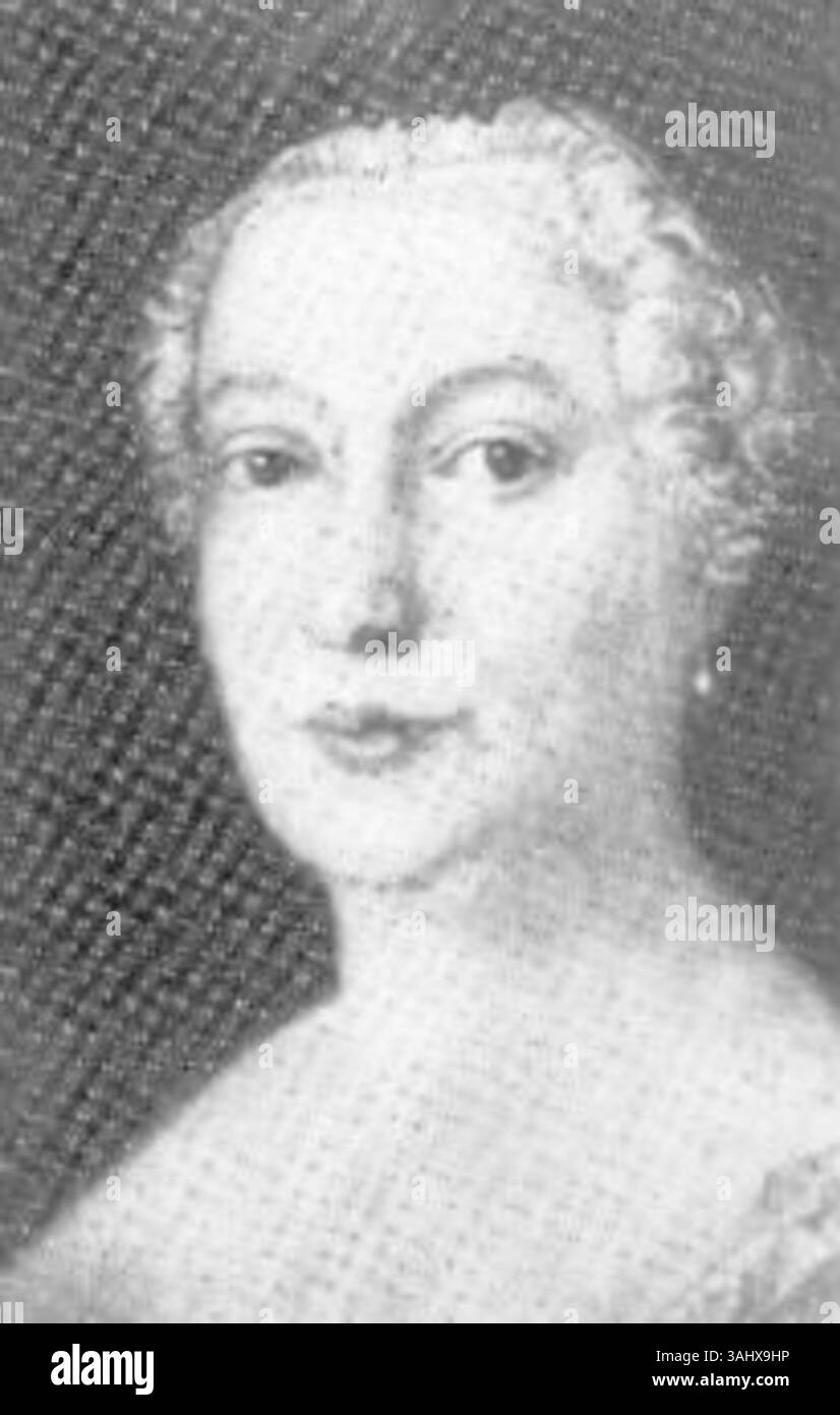 Ritratto di Sofia Polissena di Sayn-Wittgenstein-Hohenstein, moglie di Federico Guglielmo II, Principe di Nassau-Siegen. Il ritratto, dipinto nel XVIII secolo, fa parte della collezione Siegerlandmuseum di Siegen, Germania. Foto Stock