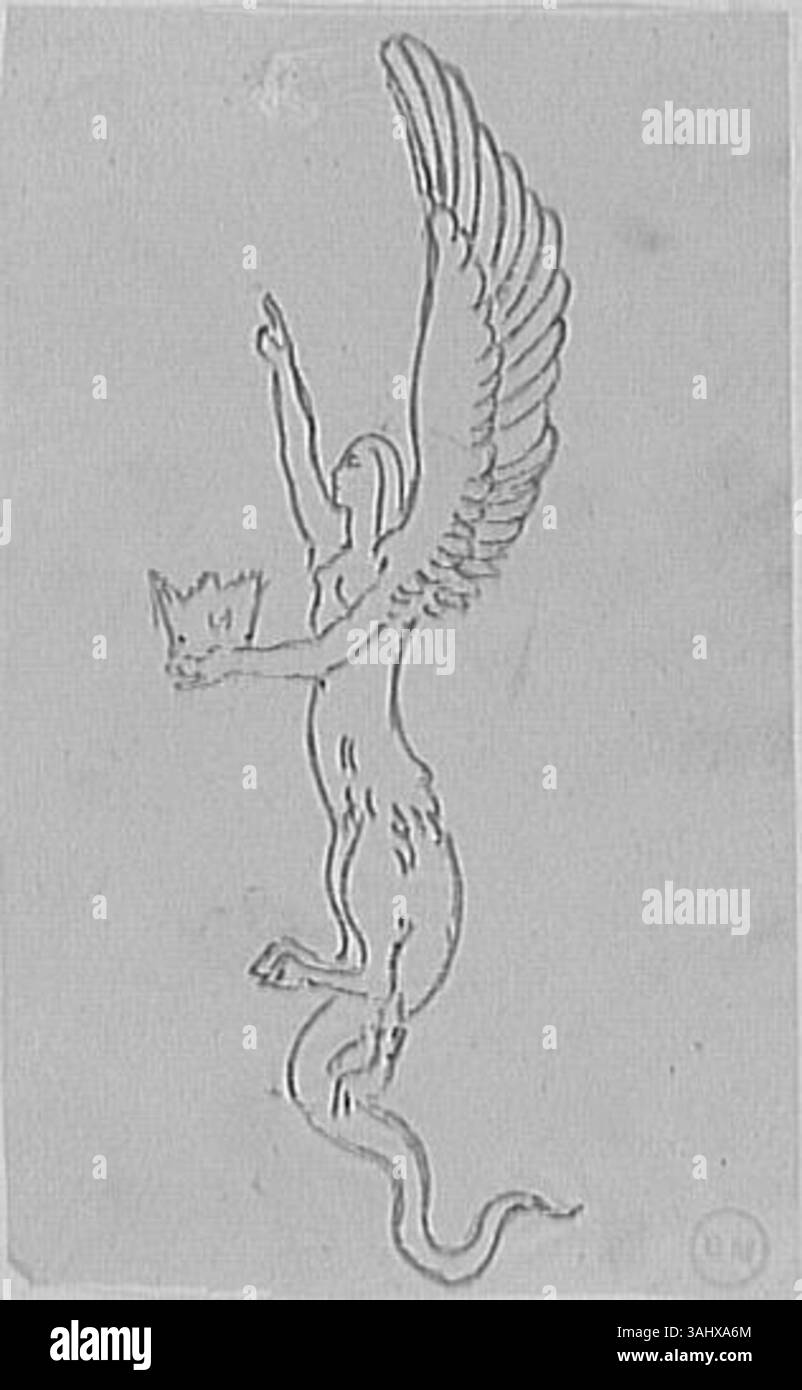 Questo studio per *Les Chimères* di Gustave Moreau rappresenta una creatura mitica, che mostra la forma dettagliata e la natura drammatica di questo soggetto fantasy. Foto Stock