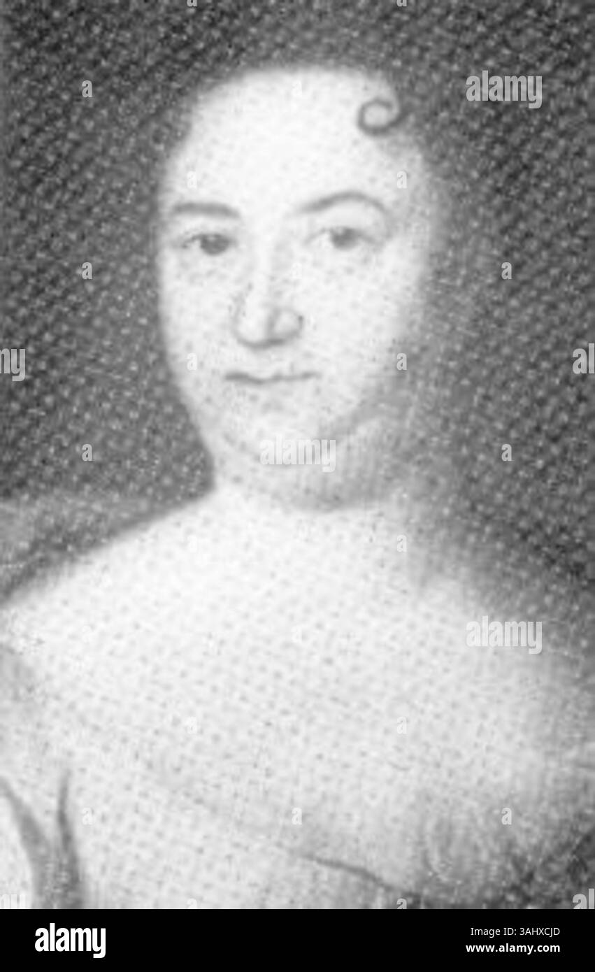 Ritratto di Amalia Luisa di Curlandia (1687-1750), moglie di Federico Guglielmo Adolfo, Principe di Nassau-Siegen. Questo anonimo dipinto del XVIII secolo è conservato nel Siegerlandmuseum, Siegen, Germania. Cattura la nobildonna nel primo quarto del XVIII secolo. Foto Stock