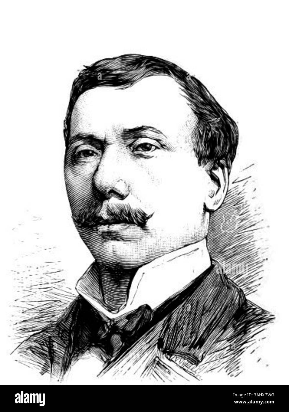 Questa illustrazione del 1879 di Jules Laffitte raffigura i membri del comitato stampa che organizzano un beneficio per le vittime delle inondazioni della Spagna, tenutosi l'11 dicembre 1879. Laffitte è noto come il direttore del giornale "Voltaire". Foto Stock