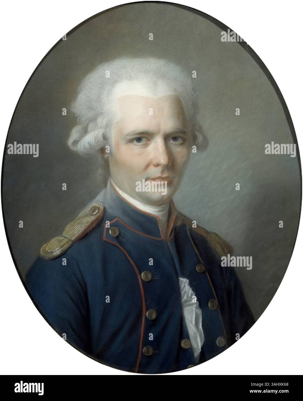 Questo ritratto pastello di Pierre Choderlos de Laclos, uno scrittore francese, fu creato da Alexander Kucharsky tra il 1760 e il 1790. L'artista cattura Laclos, noto per il suo lavoro *Les Liaisons Dangereuses*, con grande attenzione ai dettagli, riflettendo la natura intellettuale e raffinata del periodo. Foto Stock