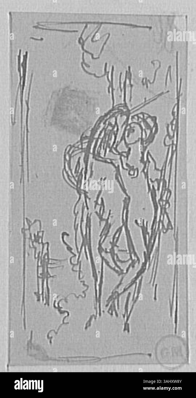 Etude pour la Licorne di Gustave Moreau, creato tra il 1850 e il 1898, è uno studio per la rappresentazione dell'unicorno. Questo lavoro dimostra il coinvolgimento di Moreau con creature mitiche e la sua interpretazione artistica di temi fantastici. Foto Stock