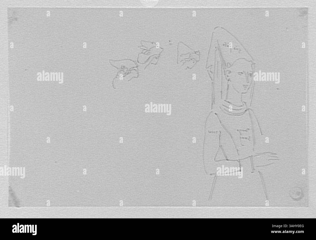 I quattro studi di Gustave Moreau per "Les Chimeres" (i Chimeras), creati tra il 1850 e il 1895, si concentrano sulle creature mitologiche e fantastiche, esplorando diverse forme e rappresentazioni nel contesto dell'interpretazione artistica. Foto Stock