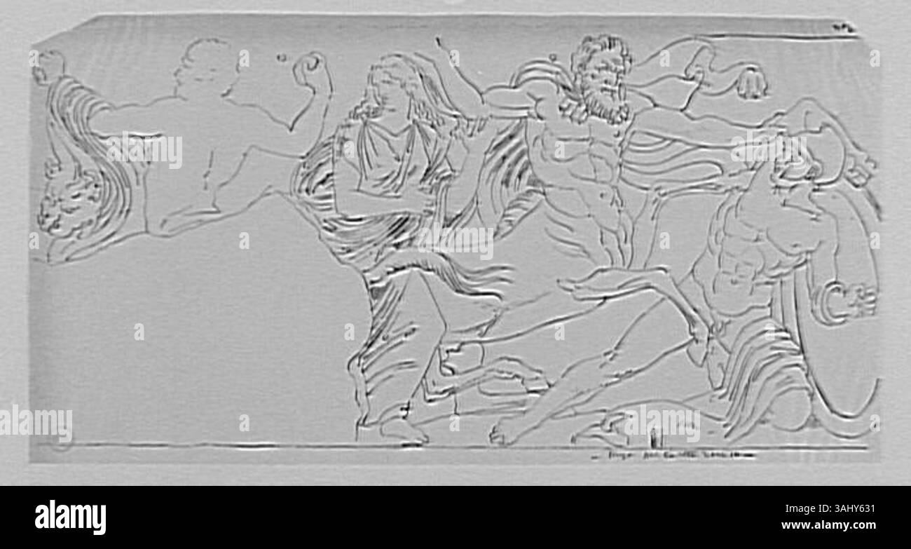 Il "Combat des Centaures et des Lapithes" di Gustave Moreau, creato tra il 1850 e il 1895, illustra la mitologica battaglia tra centauri e apiths, riflettendo il suo interesse per i temi classici. Fa parte della collezione del Museo Gustave Moreau. Foto Stock