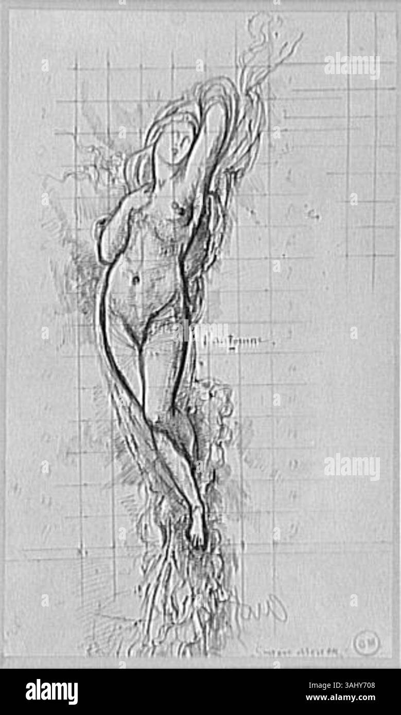 Autunno di Gustave Moreau (1826–1898), creato tra il 1850 e il 1895. Questo pezzo riflette l'interpretazione di Moreau del cambiamento stagionale, ritraendo la trasformazione della natura attraverso l'arte. Foto Stock