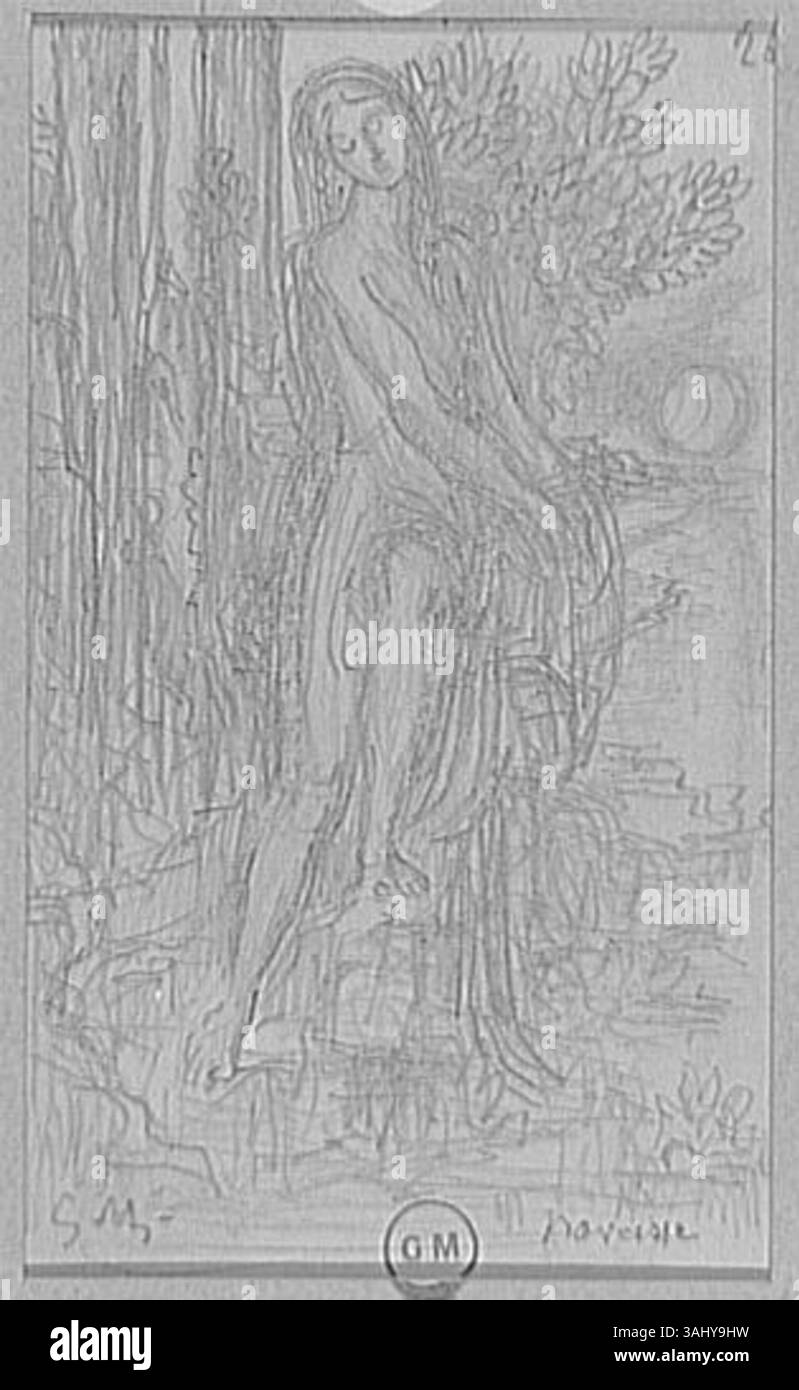 La "Narcisse" di Gustave Moreau, creata tra il 1850 e il 1895, raffigura la figura mitologica Narciso, incarnando il tema dell'amore e dell'ossessione. È ospitato nel Museo Gustave Moreau. Foto Stock