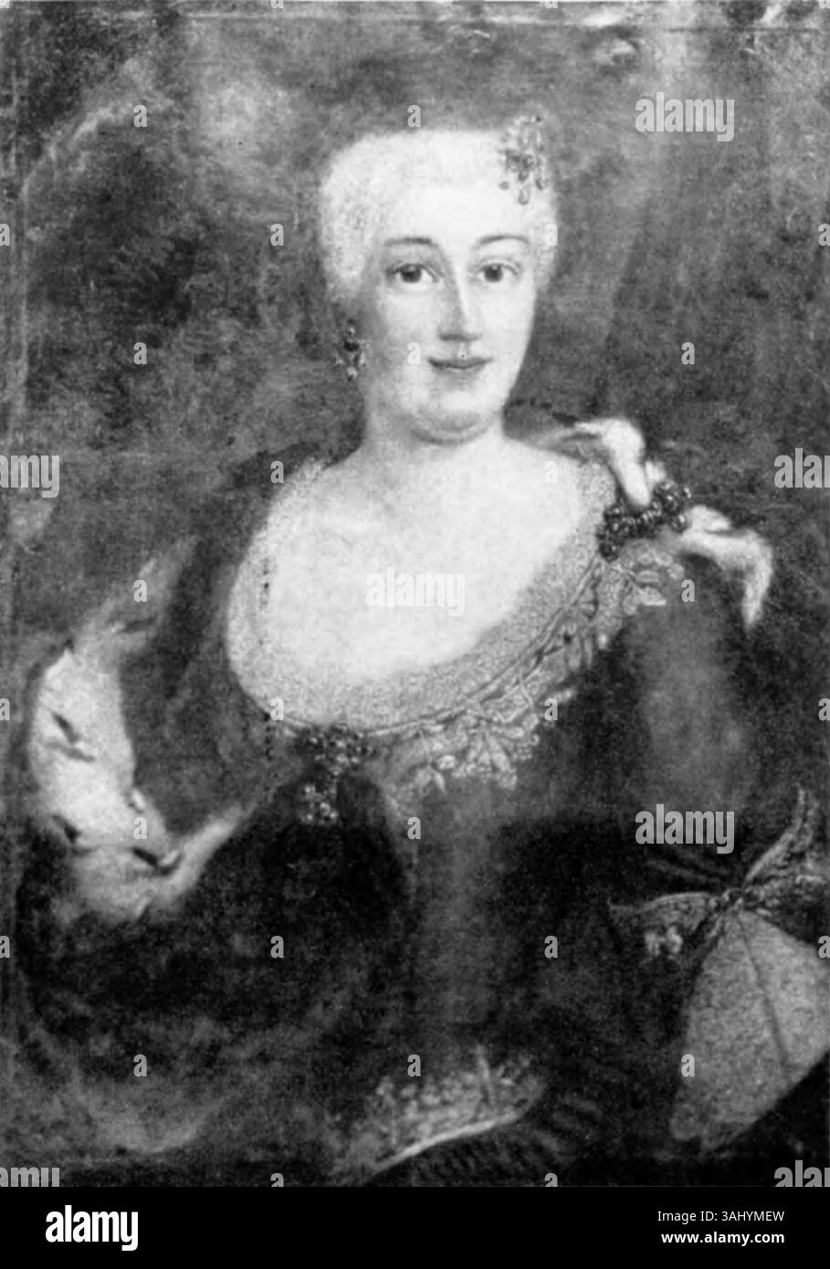 Ritratto di Sofia Carolina di Brandeburgo-Kulmbach (1705-1764), moglie di Giorgio Alberto, principe della Frisia orientale, dipinto da un artista non identificato nel XVIII secolo. Foto Stock