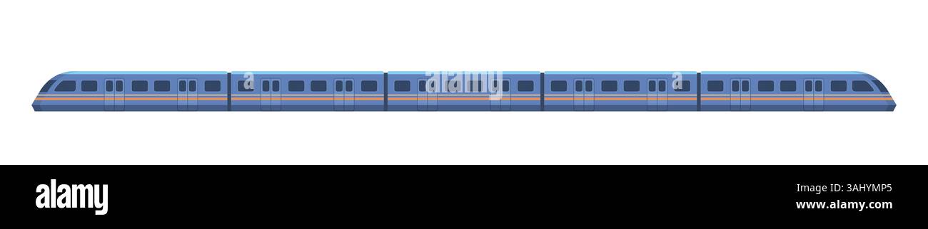 Moderno treno elettrico ad alta velocità. Mezzi di spostamento. Illustrazione isolata su sfondo bianco. Vettore non generato ai Foto Stock