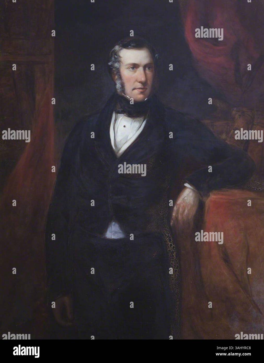 Questo ritratto di William Howe Windham, dipinto tra il 1850 e il 1899, mostra il politico britannico in un ambiente formale. L'olio su tela riflette gli stili di ritrattistica vittoriana. Foto Stock