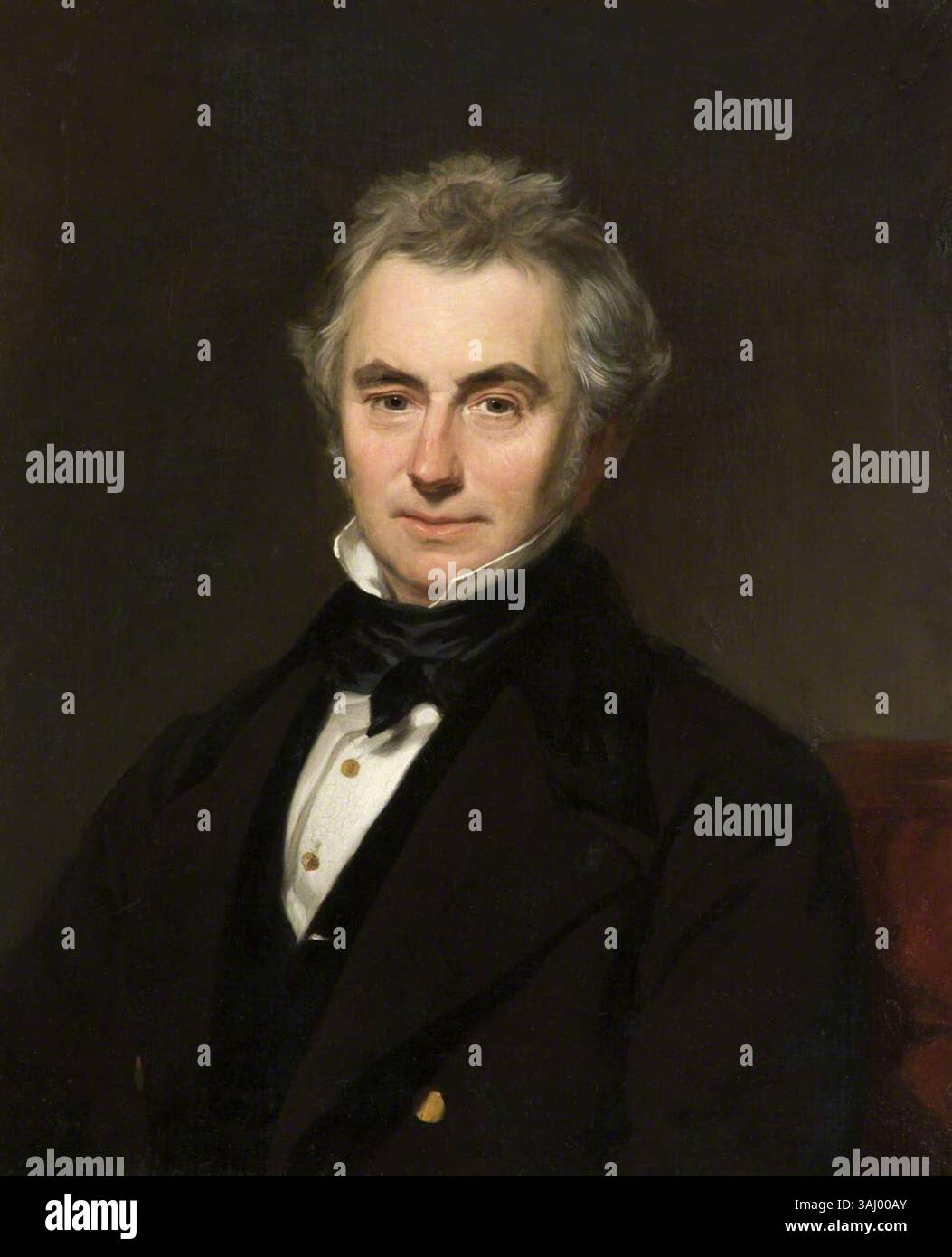 Questo ritratto del XIX secolo raffigura Robert Hyde Greg (1795-1875), una figura notevole di Norcliffe Hall. Il ritratto cattura il suo aspetto dignitoso in uno stile formale e realistico. Foto Stock
